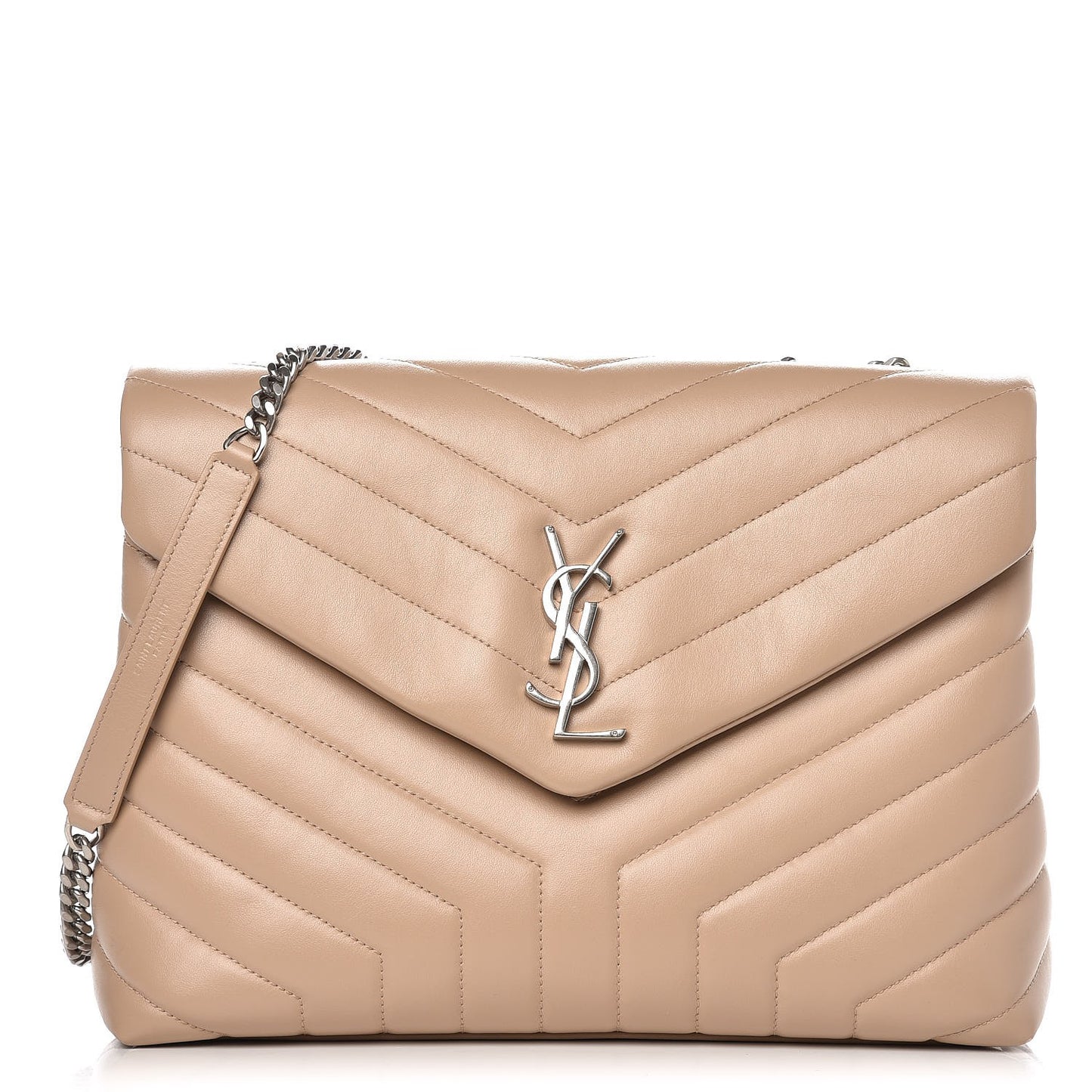 Calfskin Y Quilted Monogram Medium Loulou Chain Satchel Nude Powder