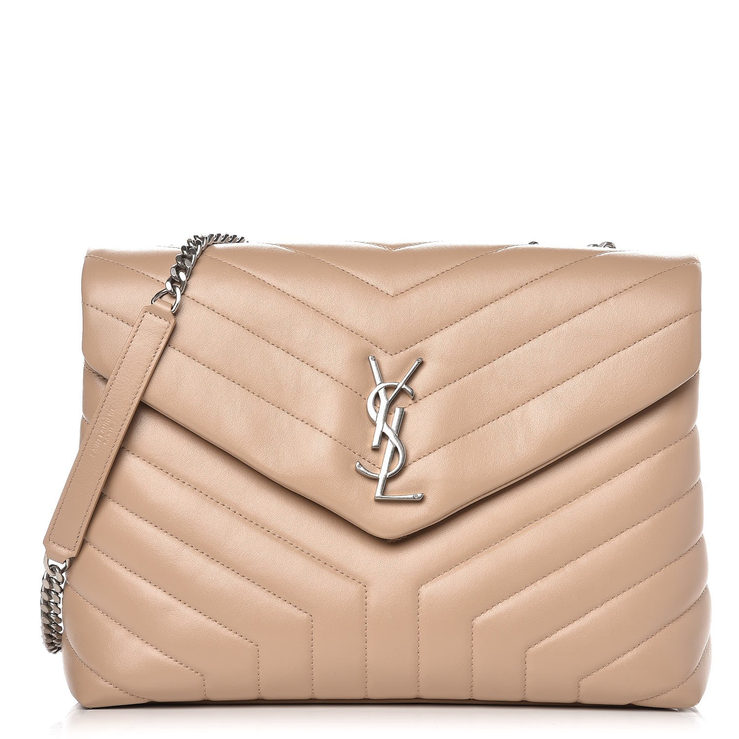 Saint Laurent Calfskin Y Quilted Monogram Medium Loulou Chain Satchel Nude Powder 1 of 7