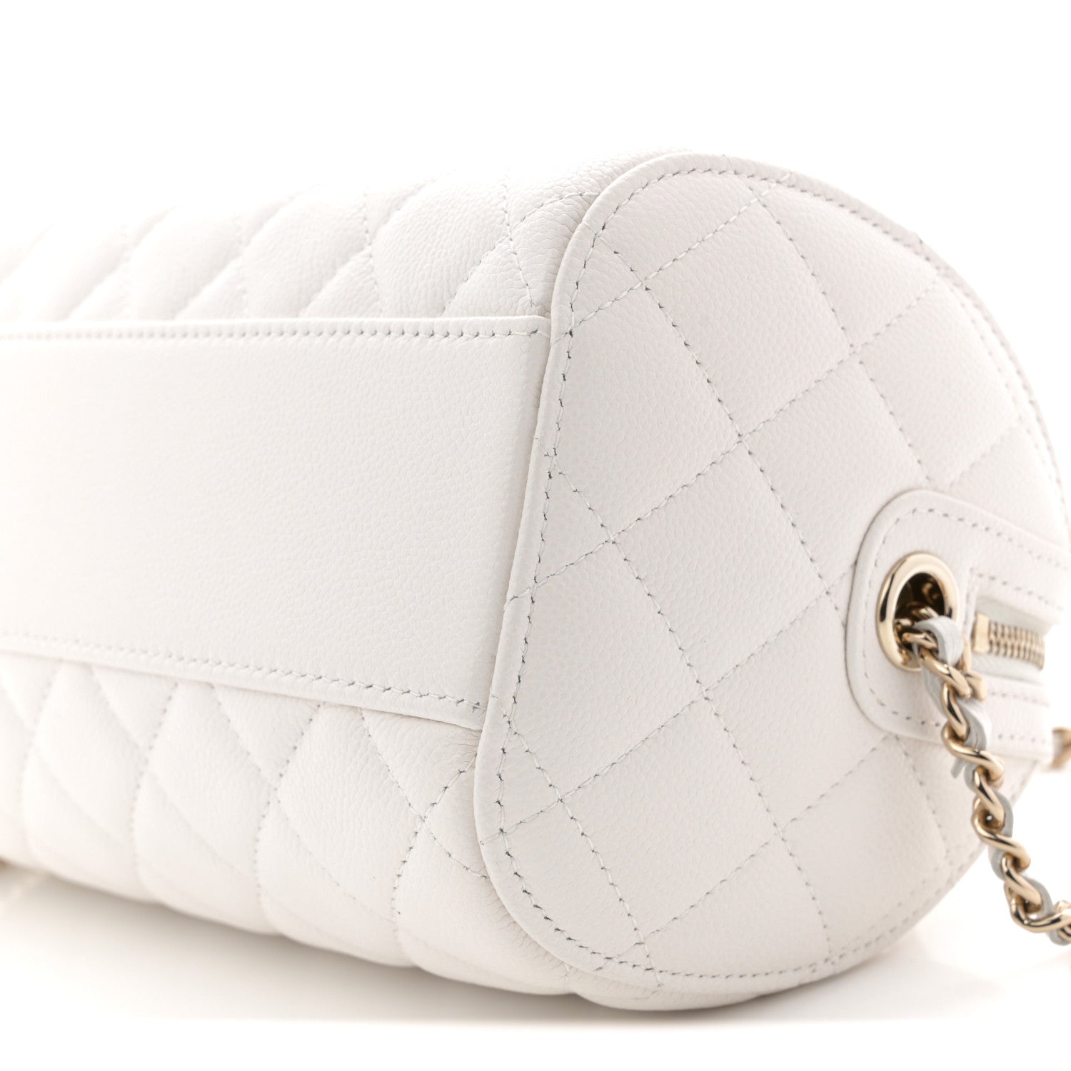 Chanel Caviar Quilted Barrel Clutch With Chain White 9 of 10