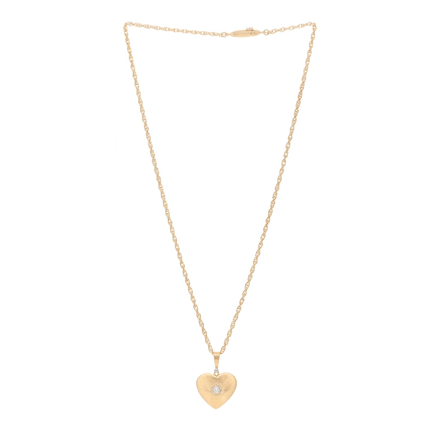 18K Yellow White Gold Diamond Macri Heart Necklace