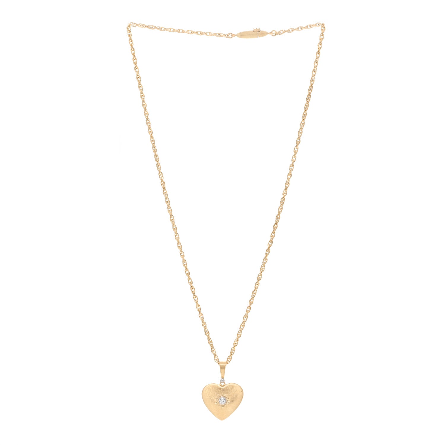 Buccellati 18K Yellow White Gold Diamond Macri Heart Necklace 3 of 4