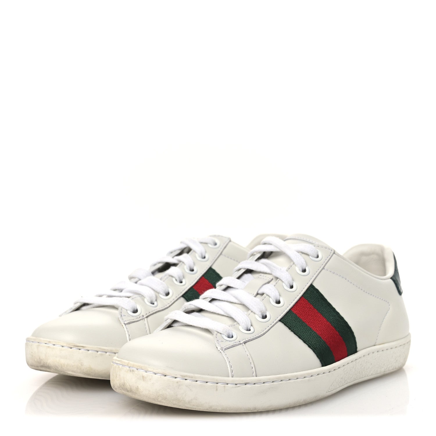 Gucci Calfskin Crocodile Web Womens Ace Sneakers 36 White Green 4 of 14