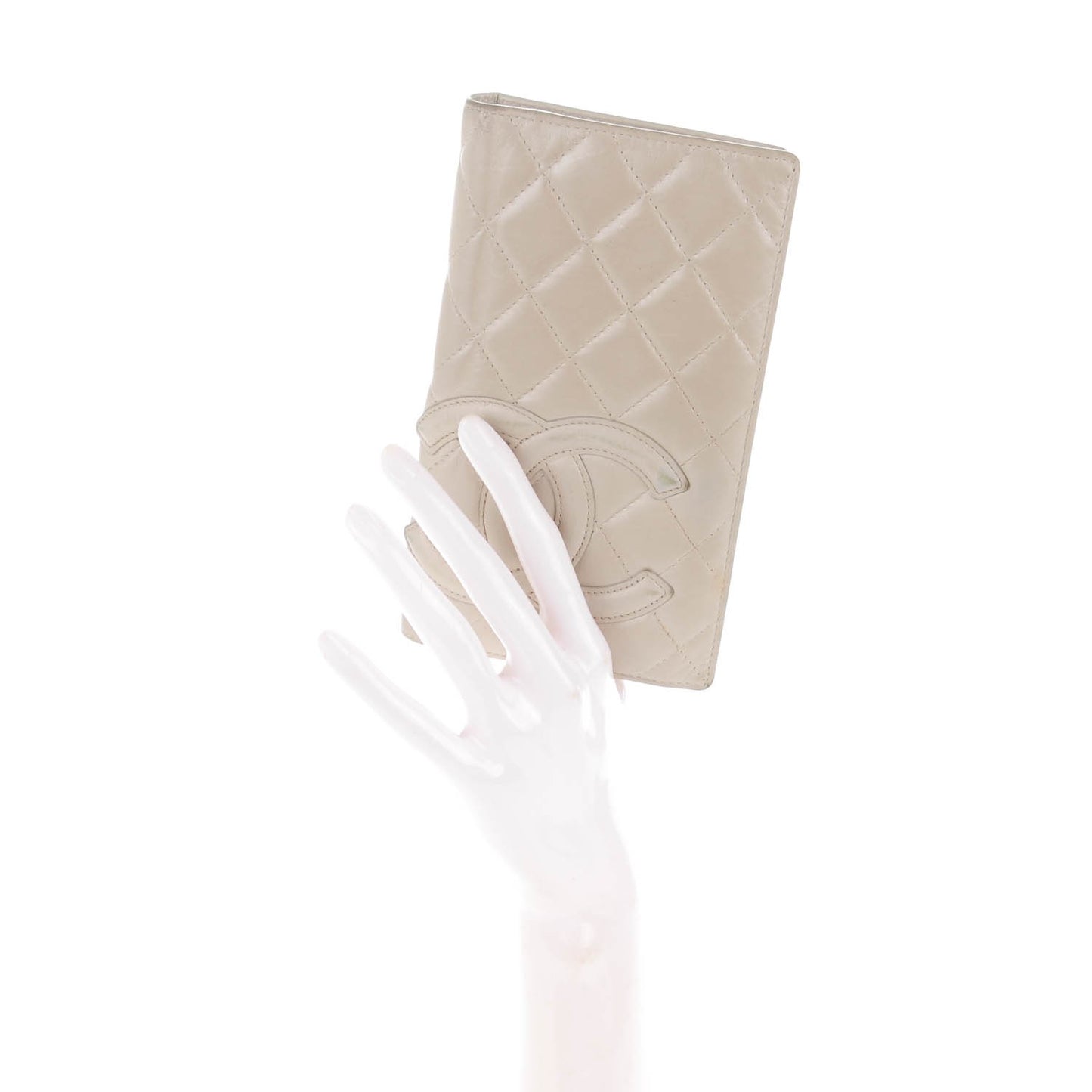 Calfskin Quilted Cambon Yen Wallet Pearl