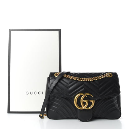 Gucci Calfskin Matelasse Medium GG Marmont Shoulder Bag Black 11 of 11