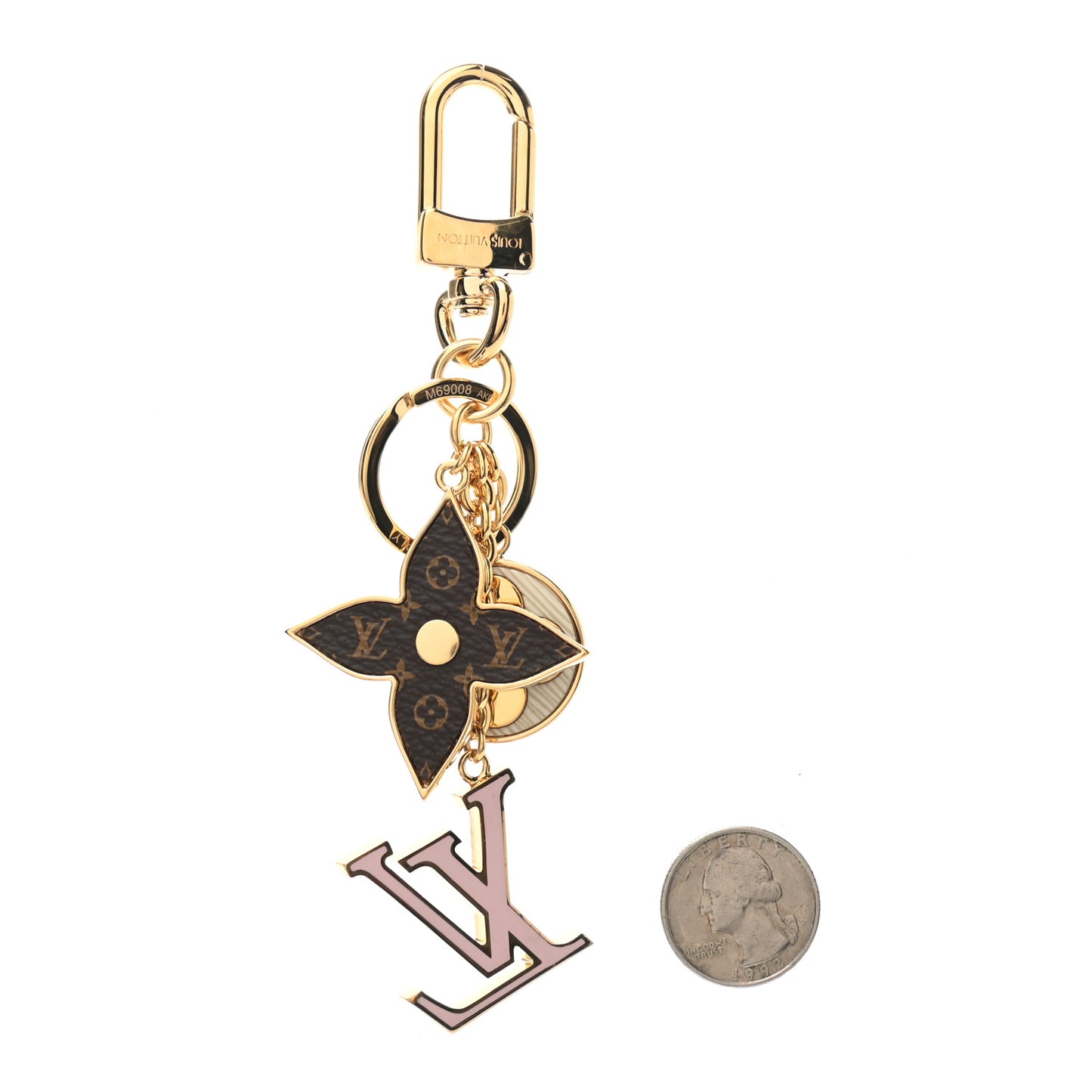 Metal Monogram Epi Spring Street Bag Charm Key Holder Gold