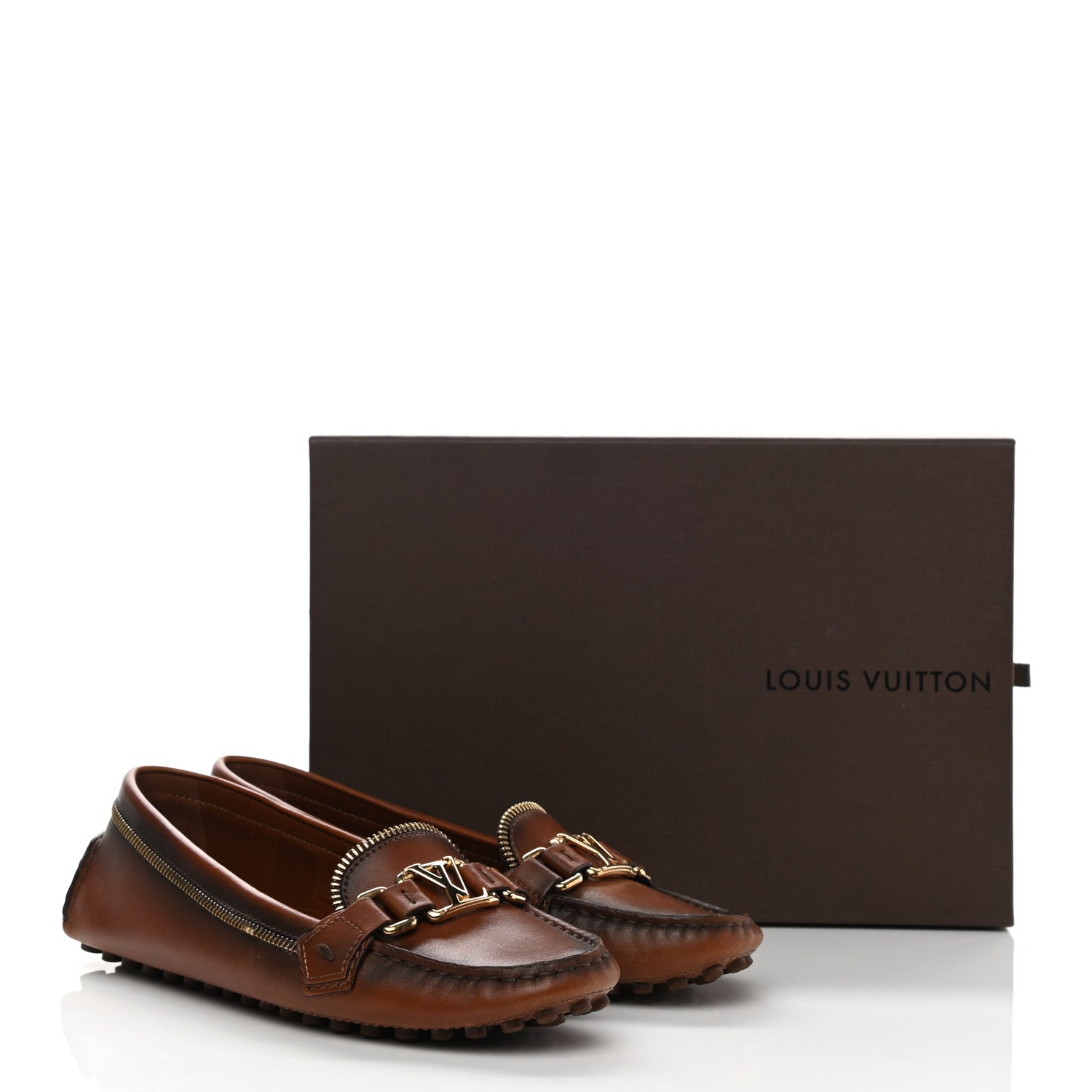 Louis Vuitton Calfskin Zipper Oxford Loafers 37 Cognac 8 of 8