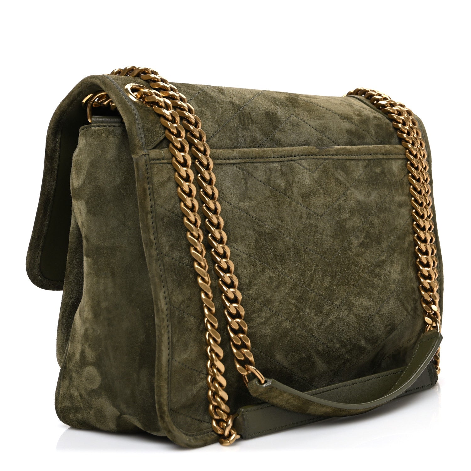 Saint Laurent Suede Monogram Medium Niki Chain Satchel Loden Green 3 of 10