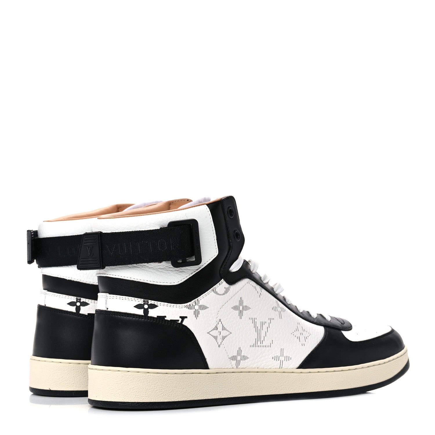 Louis Vuitton Calfskin Monogram Mens Rivoli High Top Sneakers 9.5 Black 4 of 14