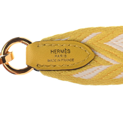 Hermes Toile Swift 25mm Sangle ZigZag Shoulder Strap Jaune de Naples White 3 of 5