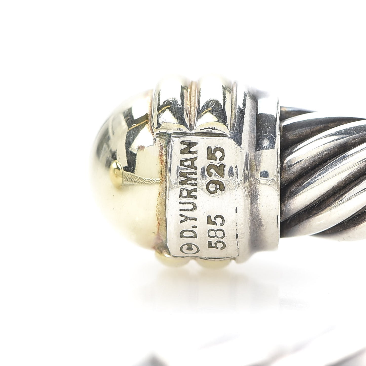 Sterling Silver 14K Yellow Gold 10mm Cable Classics Bracelet