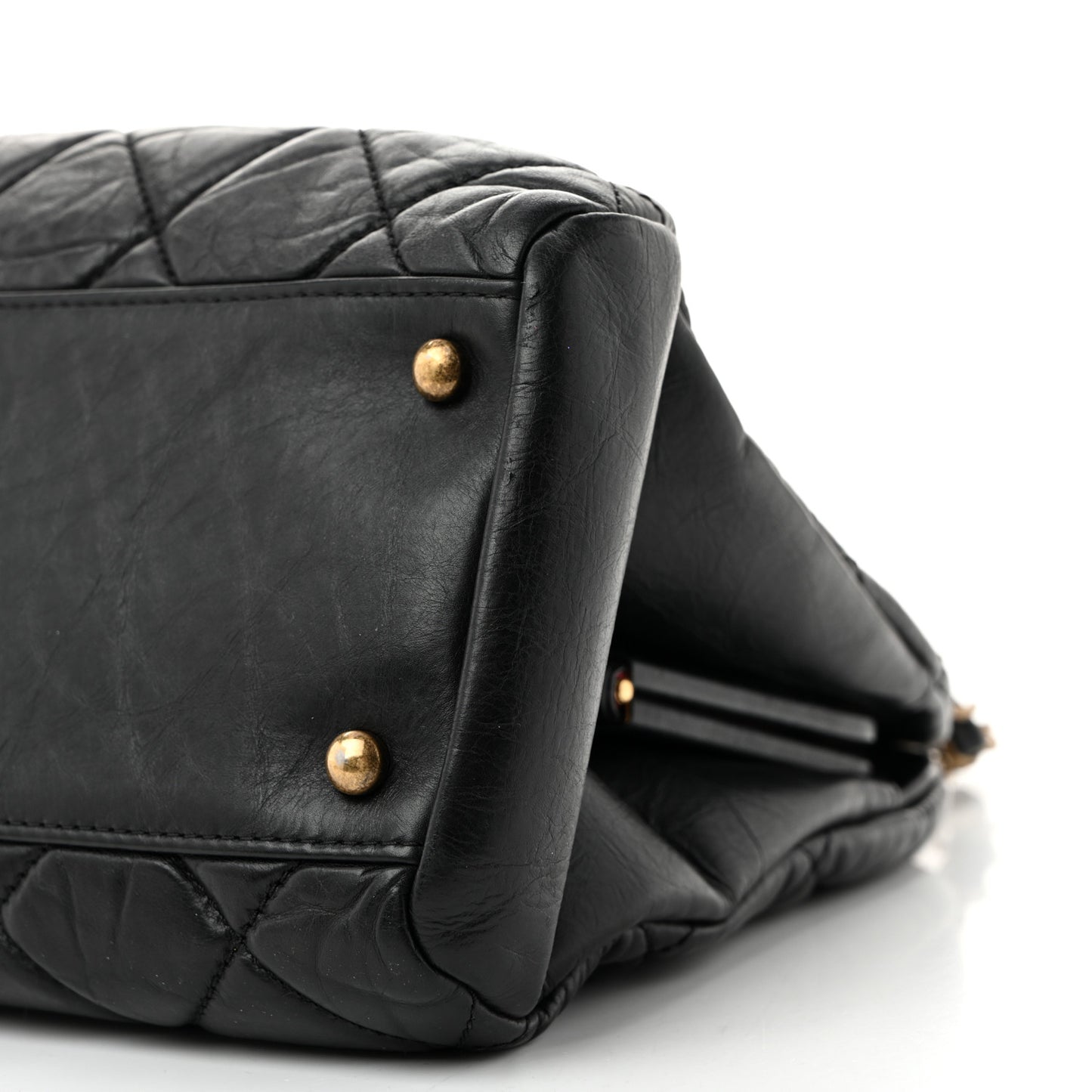 Aged Calfskin Large Just Mademoiselle Bowling Bag Black