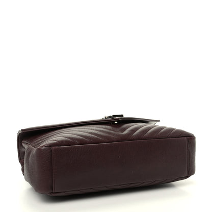 Saint Laurent Sheepskin Matelasse Chevron Monogram Large College Satchel Bordeaux 4 of 9