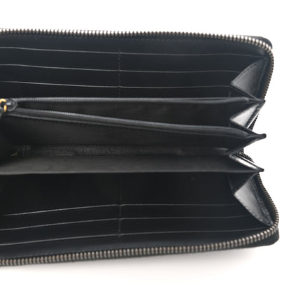Gucci Calfskin Matelasse GG Marmont Zip Around Wallet Black 5 of 9