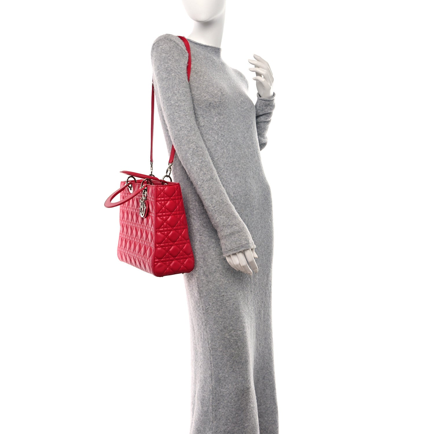 Christian Dior CHRISTIAN DIOR Lambskin Cannage Large Lady Dior Fuchsia 3 of 10