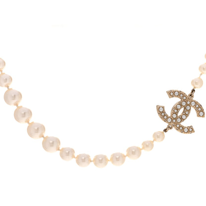 Chanel Pearl Crystal CC Short Necklace Gold 1 of 7