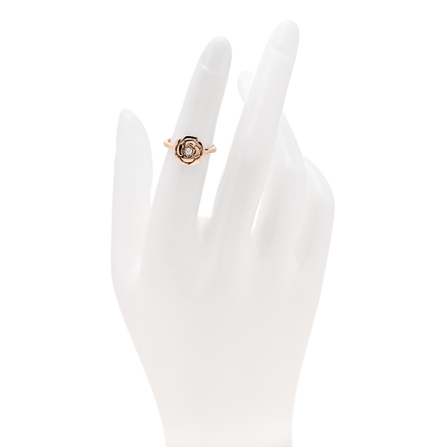 Chanel 18K Rose Gold Diamond Extrait de Camelia Ring 49 4.75 2 of 6