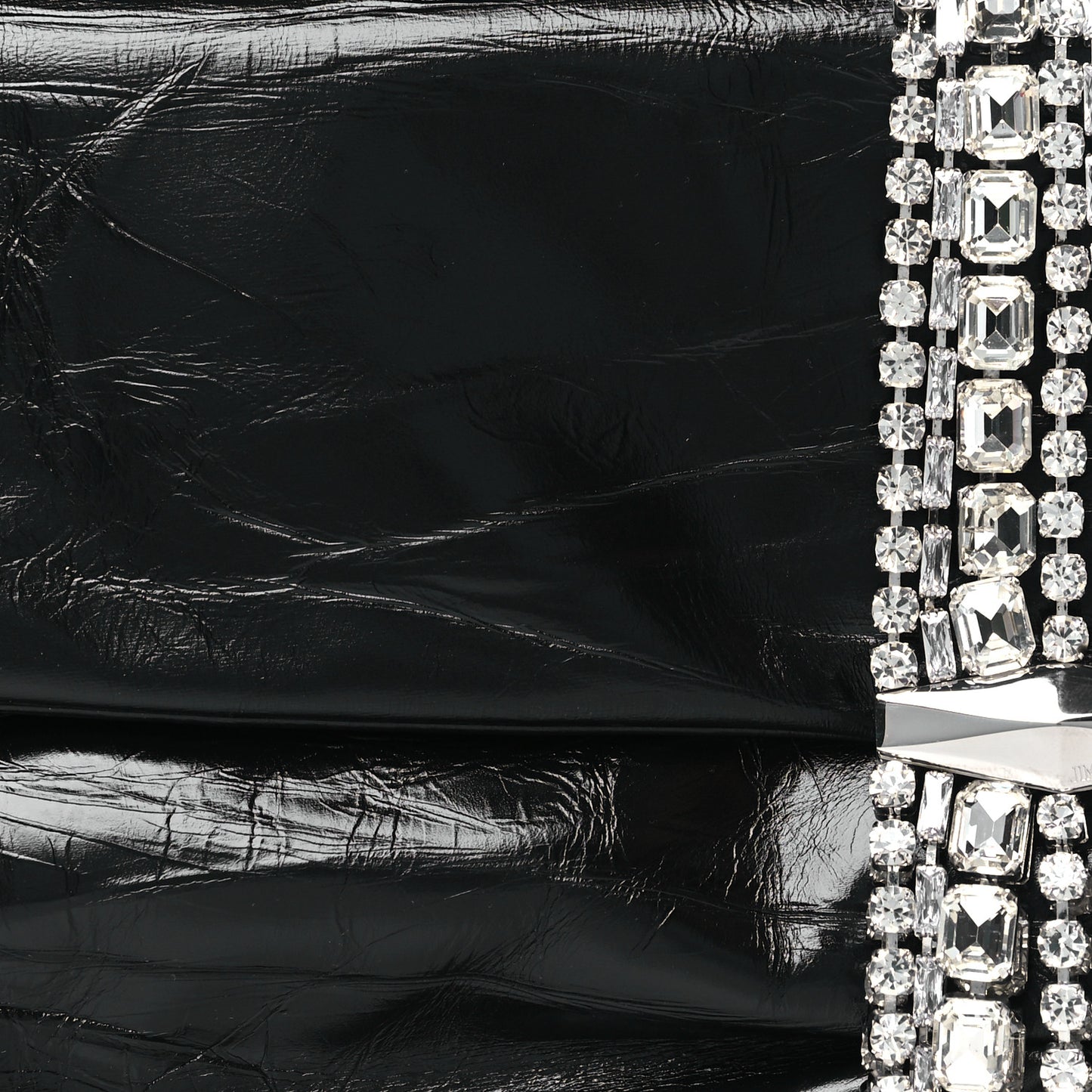 Vintage Calfskin Crystal Zandra Clutch Bag Black