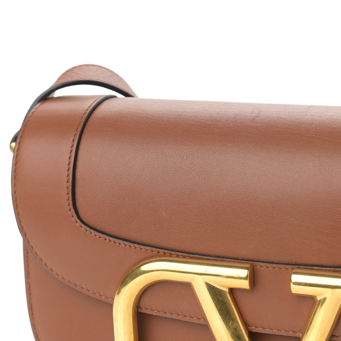 Smooth Calfskin Supervee Shoulder Bag Saddle Brown