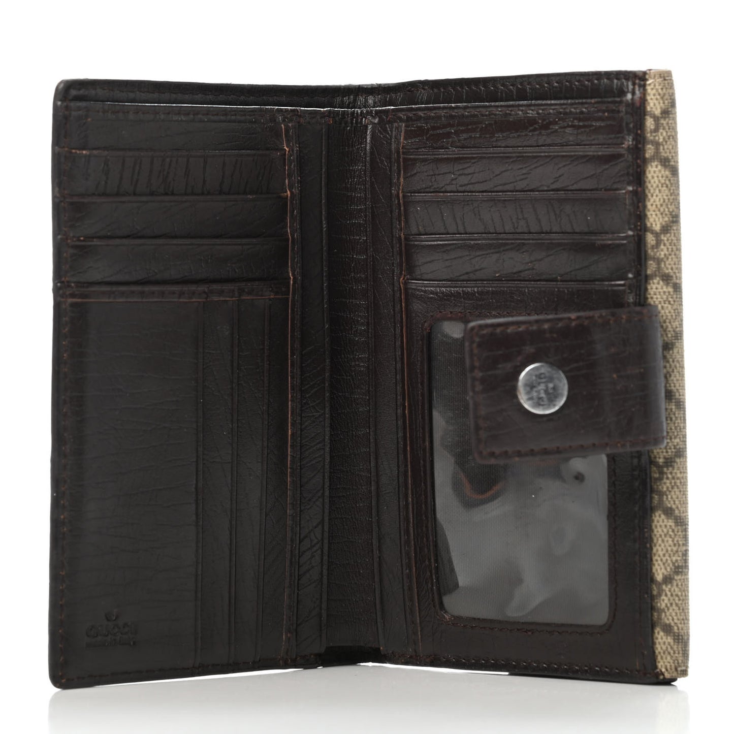 GG Supreme Monogram Continental Flap Wallet Dark Brown