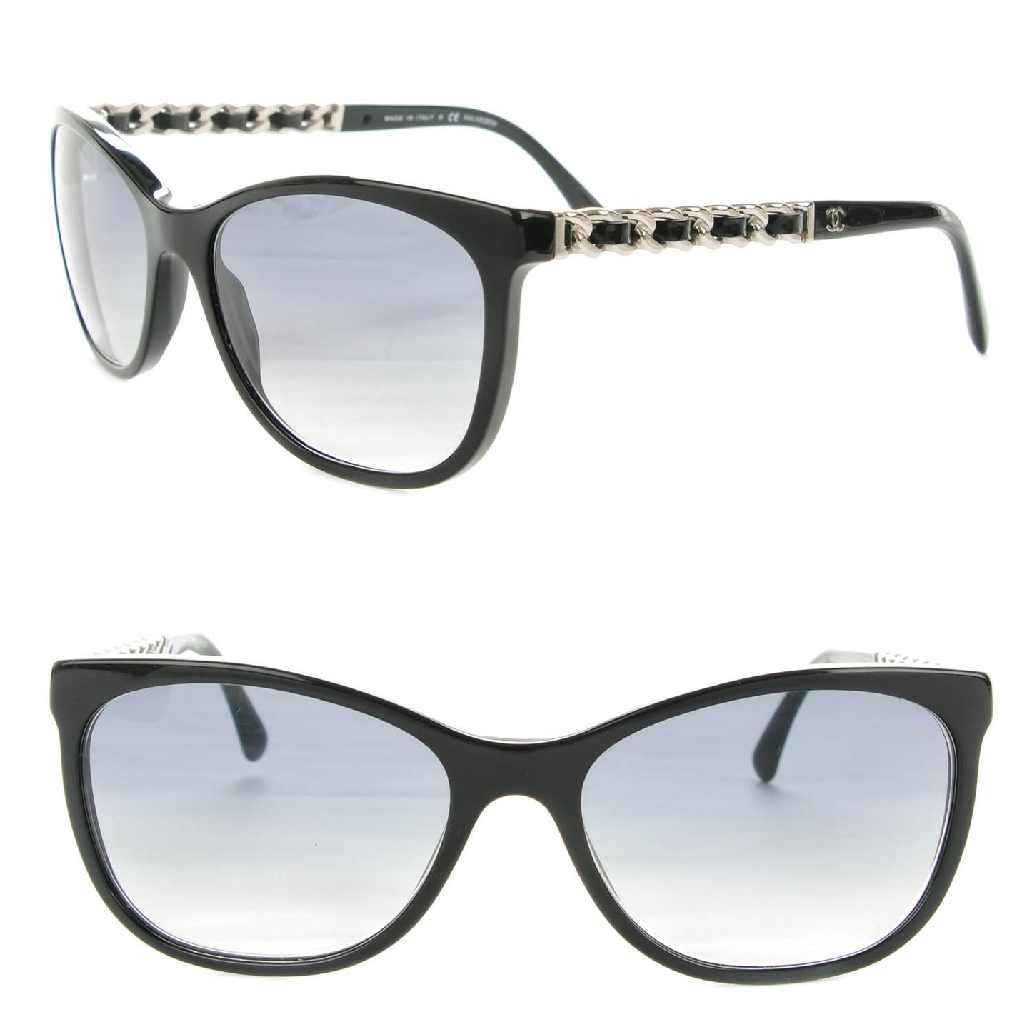 Cat Eye Chain Polarized Sunglasses 5260-Q Black