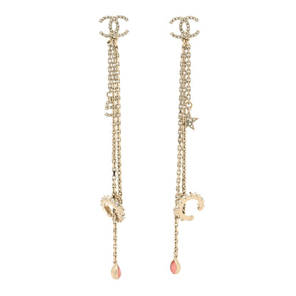 Chanel Crystal Star 5 Drop CC Earrings Gold 1 of 4