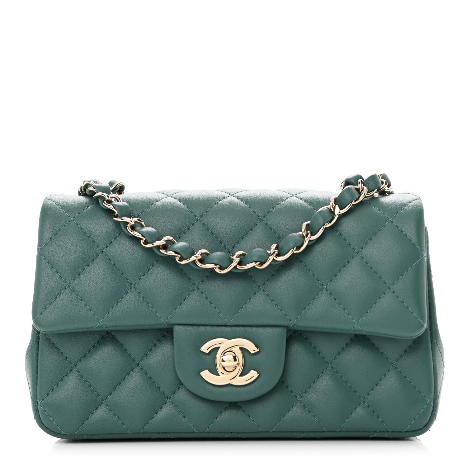Chanel Lambskin Quilted Mini Rectangular Flap Green 1 of 11