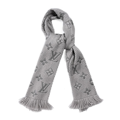 Louis Vuitton Wool Silk Logomania Scarf Pearl Grey 1 of 3