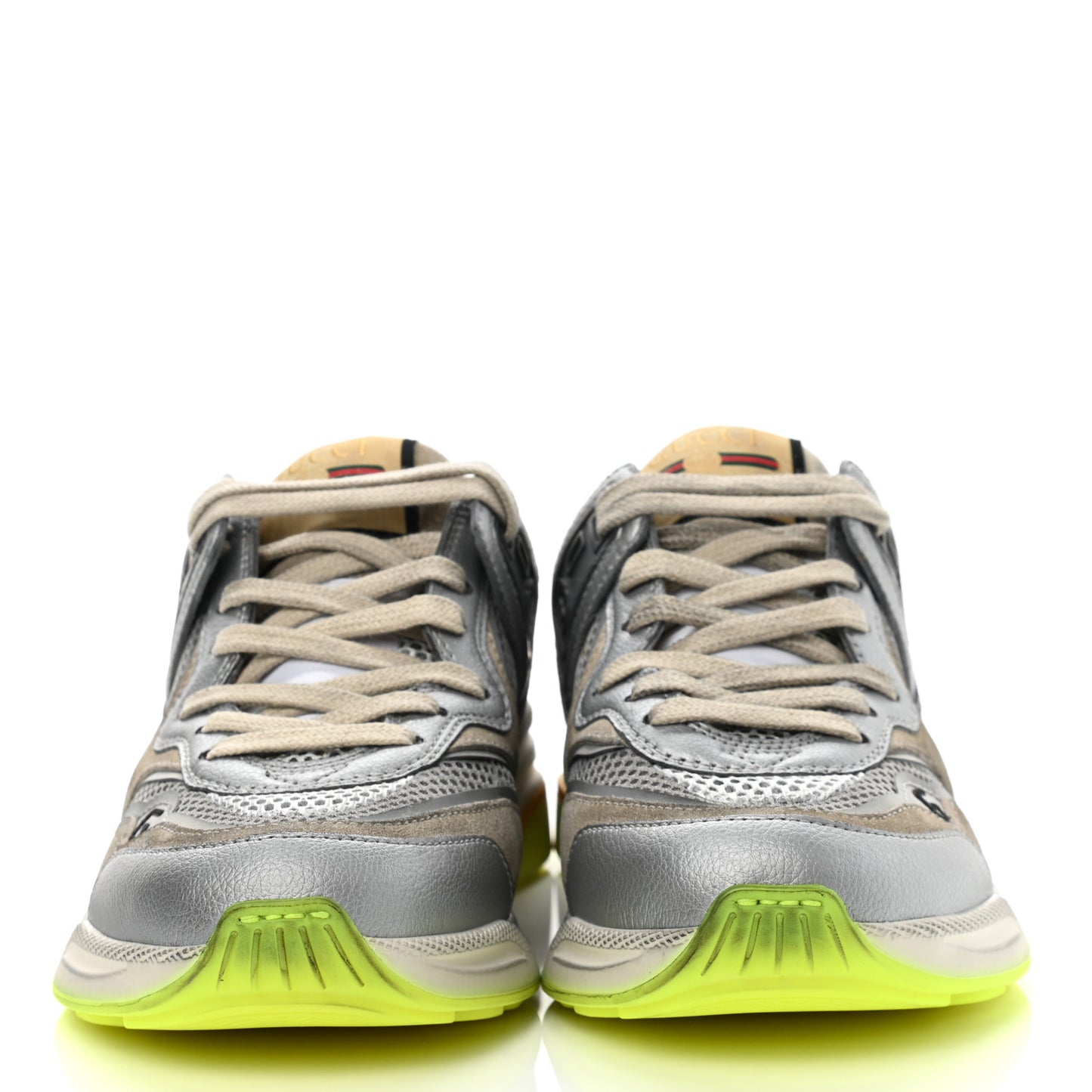 Metallic Calfskin Suede Womens Ultrapace Sneakers 35 Silver Oatmeal