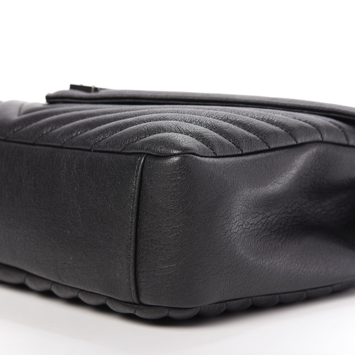 Saint Laurent Sheepskin Matelasse Chevron Monogram Large College Satchel Black 7 of 9