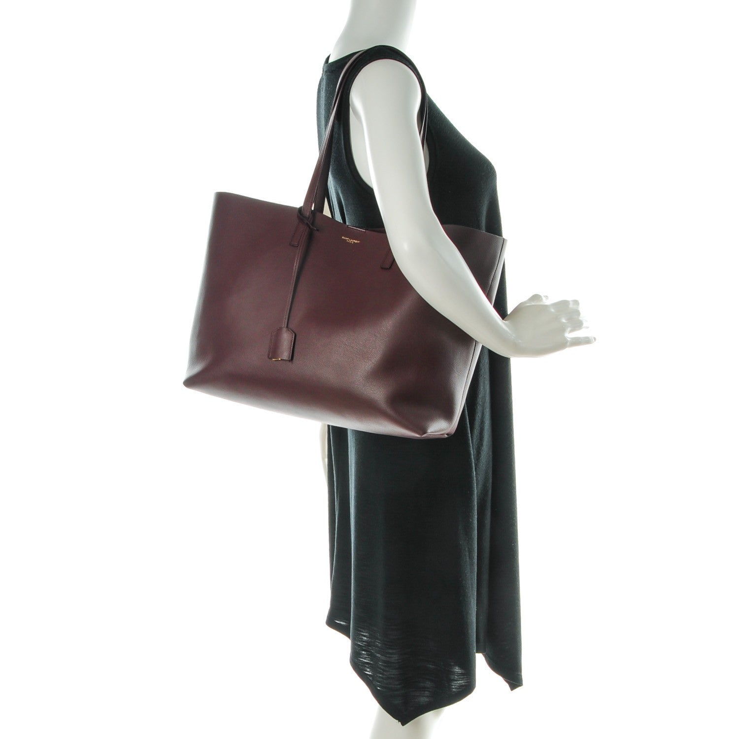 Saint Laurent Calfskin Large Shopping Tote Bordeaux 2 of 10