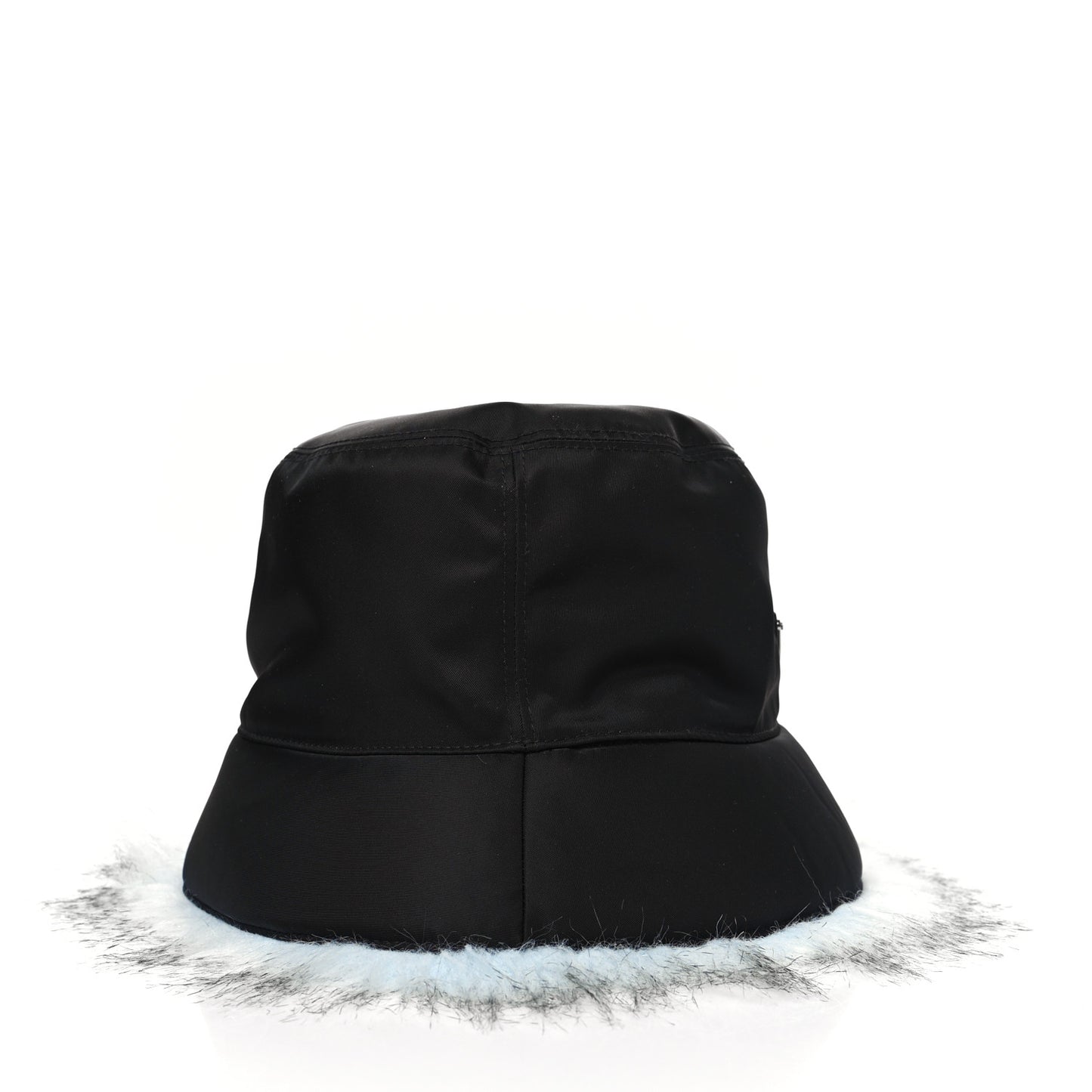 Re-Nylon Faux Fur Metal Triangle Logo Womens Bucket Hat M Black Astro