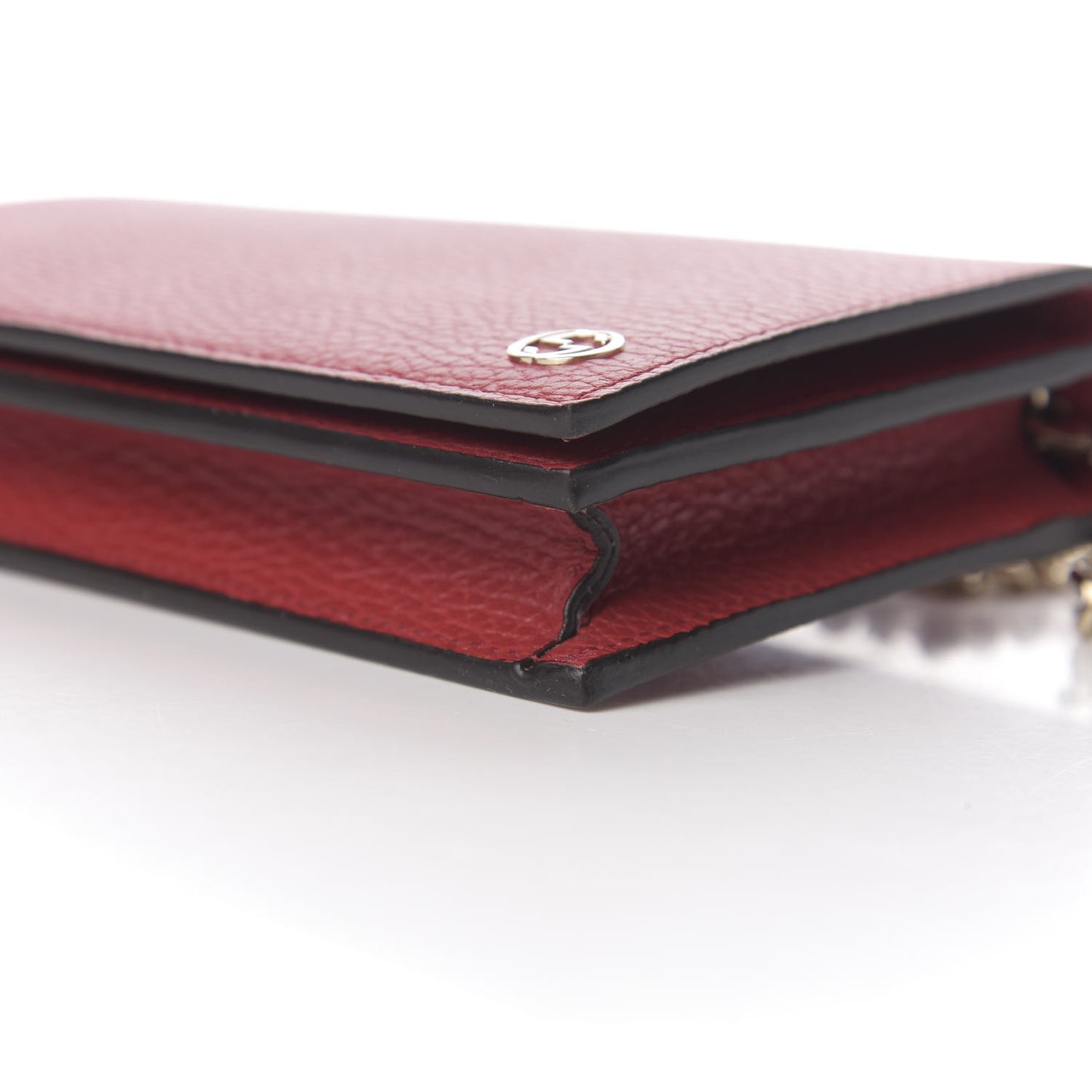 Dollar Calfskin Medium Betty Chain Wallet Red