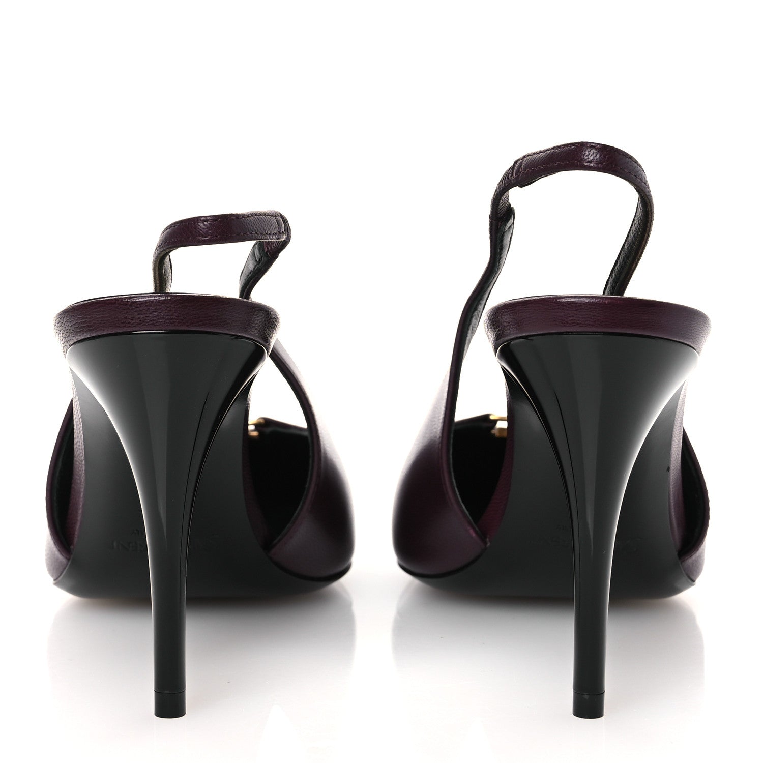 Saint Laurent Nappa Babylone Breteuil Slingback Pumps 36 Bordeaux 6 of 12