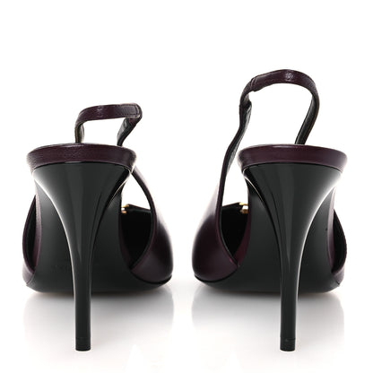 Saint Laurent Nappa Babylone Breteuil Slingback Pumps 36 Bordeaux 6 of 12