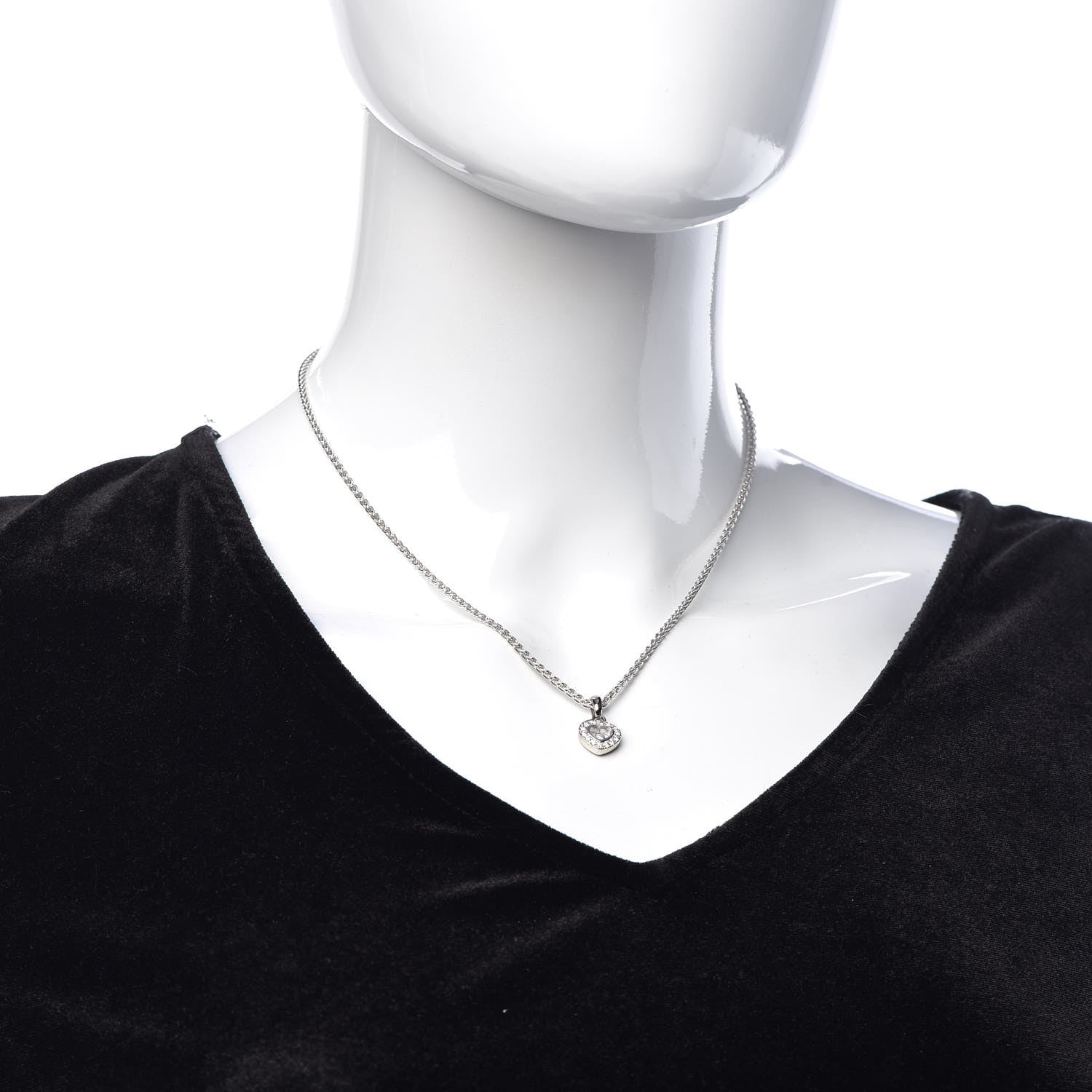 Chopard 18K White Gold Happy Diamonds Icons Heart Pave Pendant Necklace 2 of 7