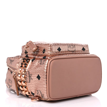 MCM Metallic Visetos Studded X-Mini Bebe Boo Backpack Champagne Gold 4 of 12