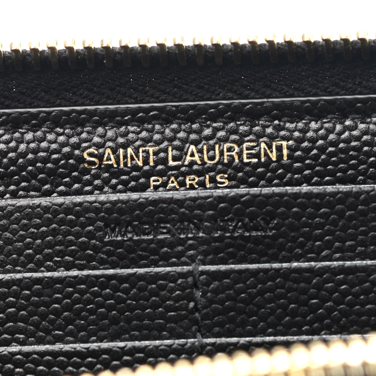 Saint Laurent Grain De Poudre Matelasse Chevron Monogram Zip Around Wallet Black 6 of 8