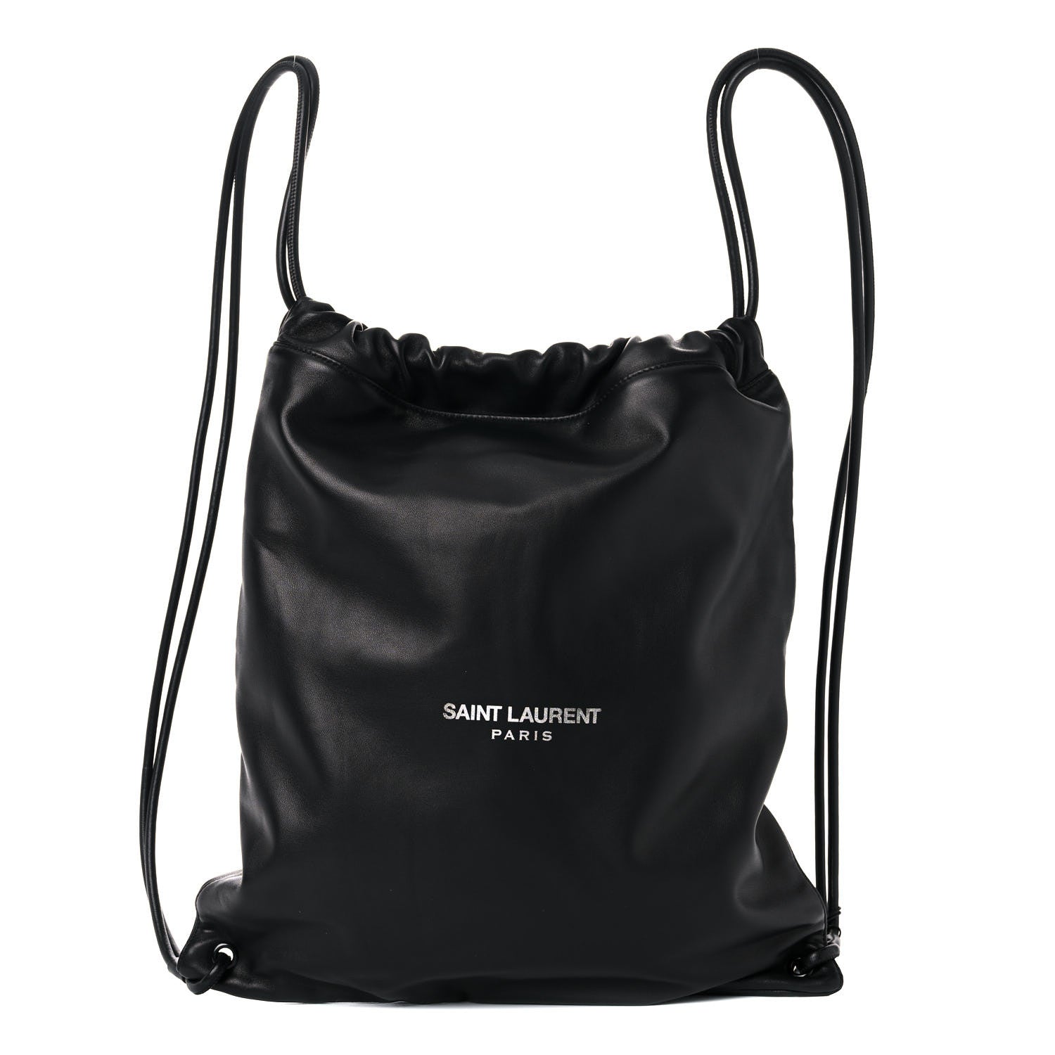 Saint Laurent Lambskin Teddy Drawstring Bag Black 3 of 12