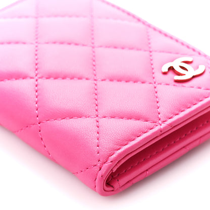 Chanel Lambskin Quilted Card Holder Wallet Fuchsia 10 of 14