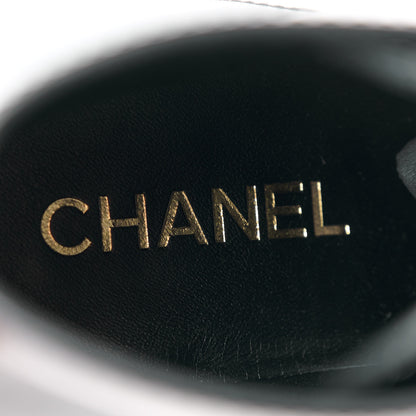 Chanel Calfskin Velvet CC Cap Toe Boots 40 Black 8 of 10