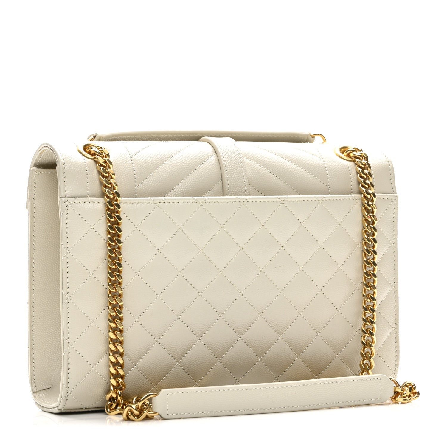 Saint Laurent Grain De Poudre Textured Mixed Matelasse Medium Triquilt Monogram Satchel Crema Soft 3 of 11