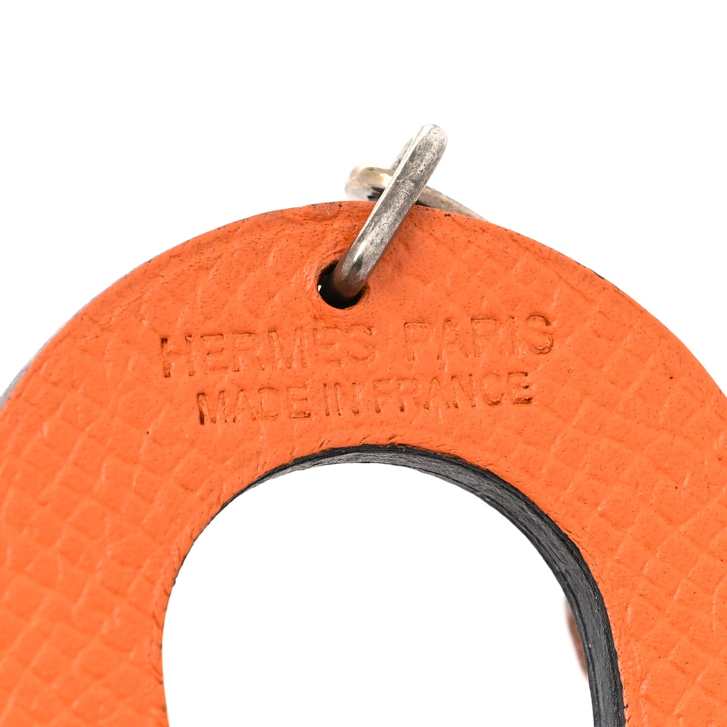 Hermes Epsom Lucky Horseshoe Bag Charm Graphite Orange 3 of 3
