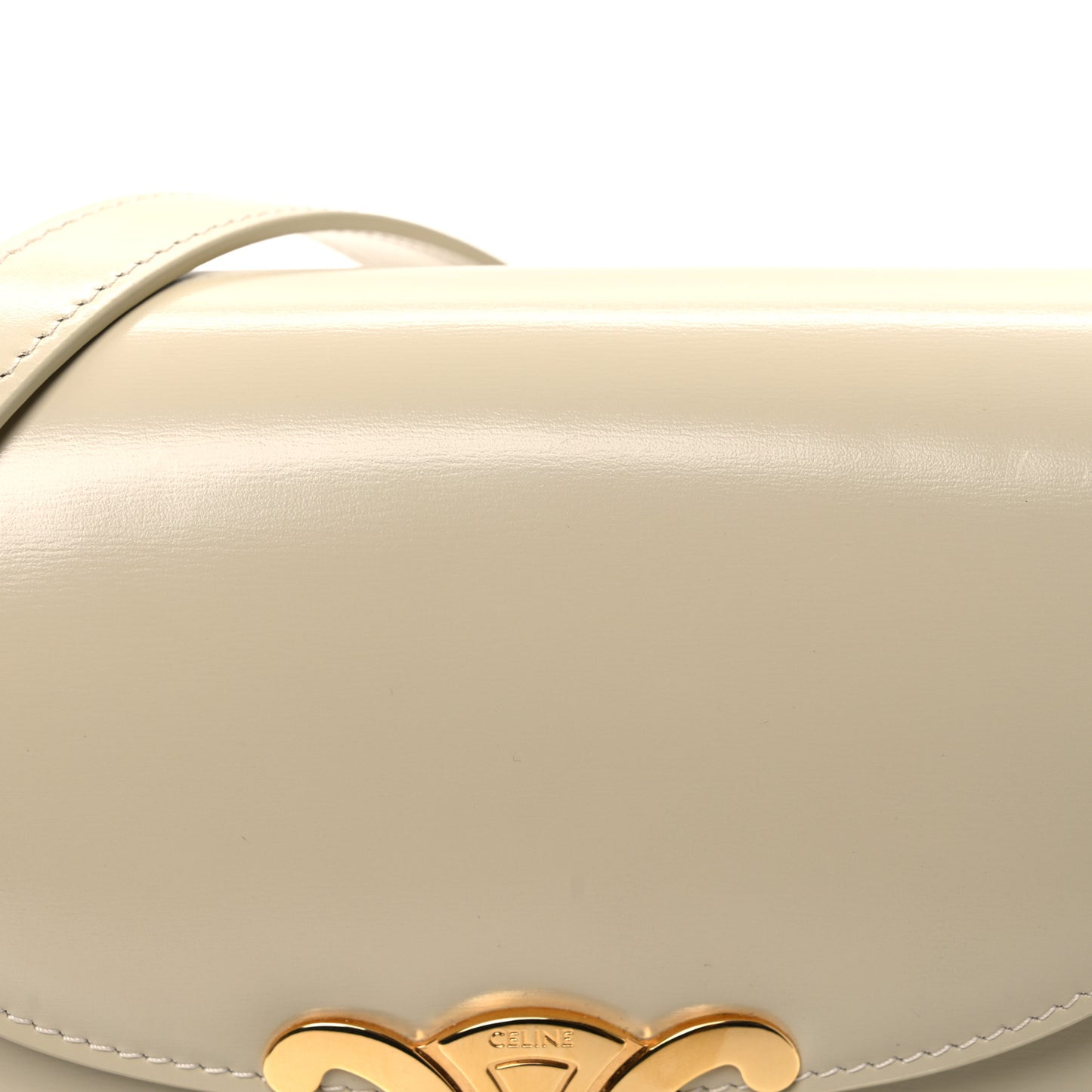 Shiny Calfskin Triomphe Besace Clea Pebble