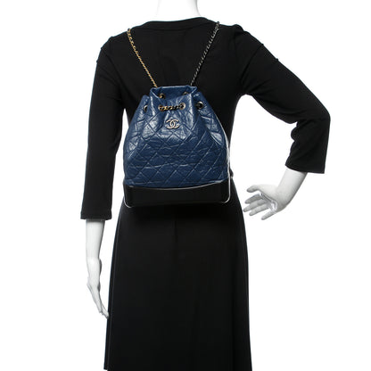 Chanel Aged Calfskin Quilted Gabrielle Backpack Navy Black 2 of 11
