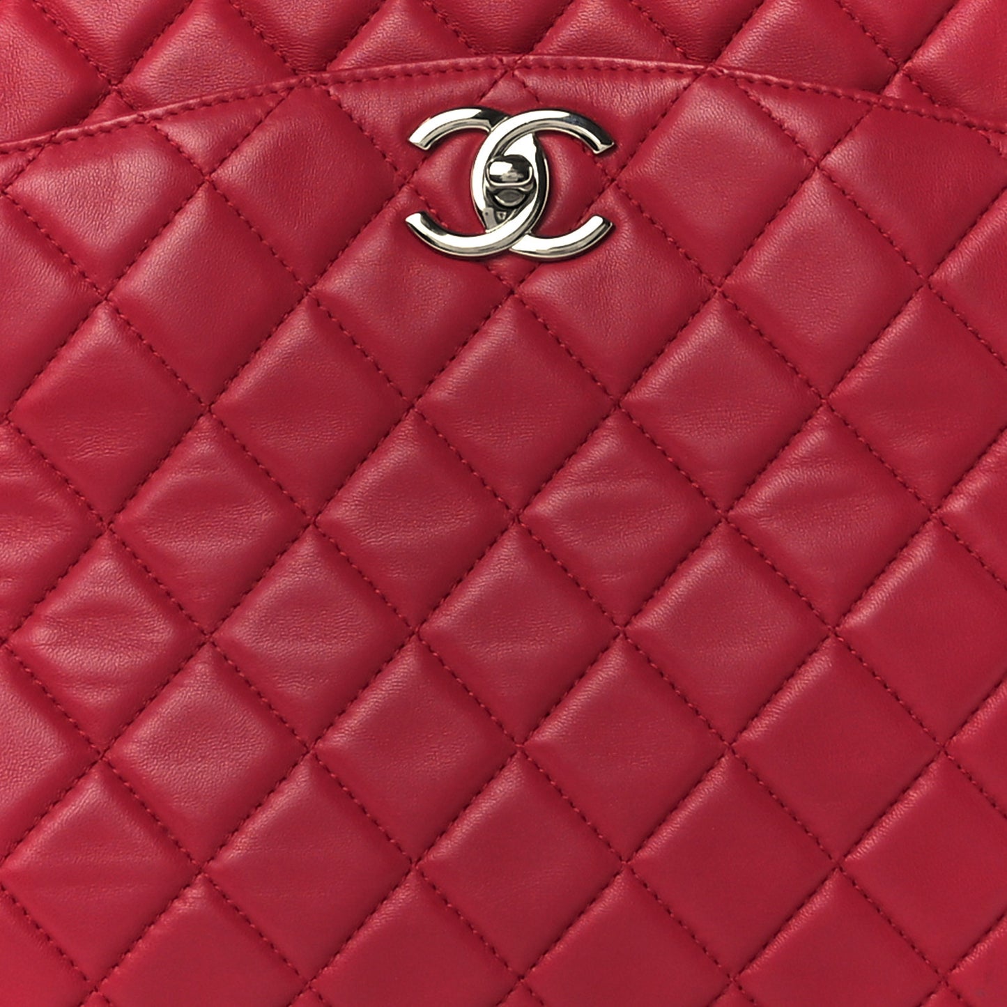 Lambskin Quilted Accordion Shopping Tote Dark Pink