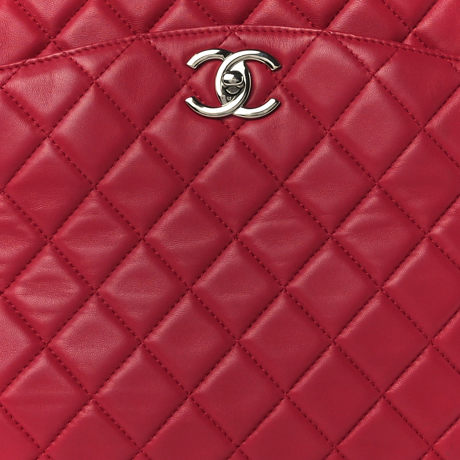 Chanel Lambskin Quilted Accordion Shopping Tote Dark Pink 8 of 11