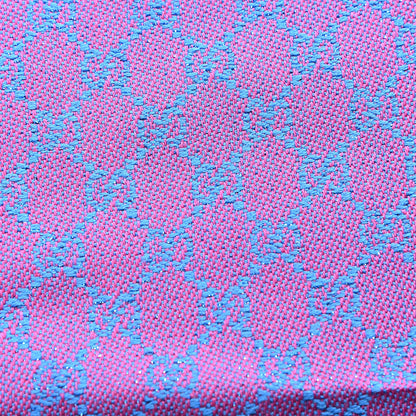 Gucci Wool Lame Jacquard GG Monogram Stenlux Scarf Fuxia Sky Blue 3 of 4