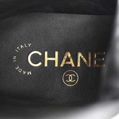 Chanel Shiny Calfskin Patent Cap Toe Lace Up Combat Boots 40 Black 8 of 10