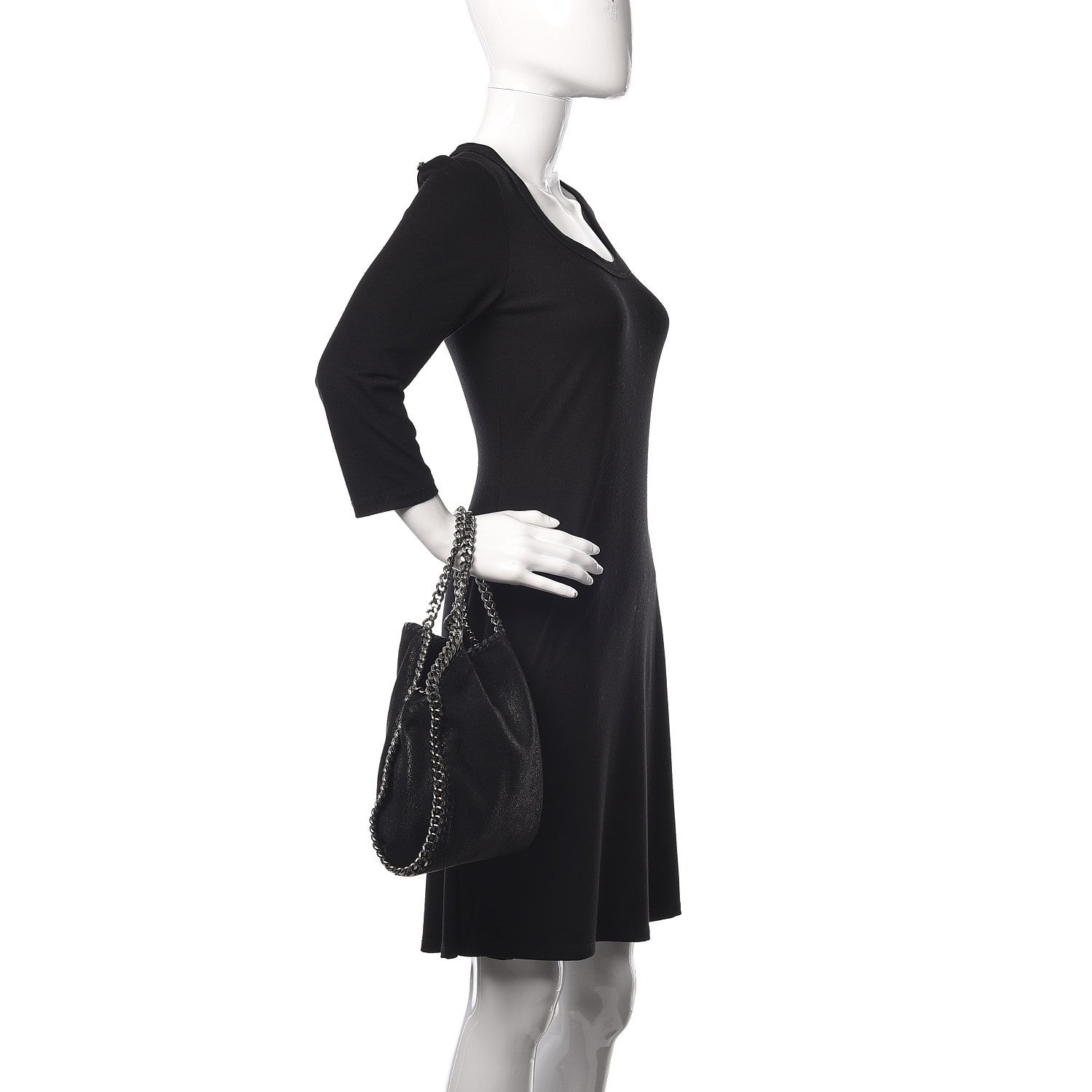 Stella McCartney Shaggy Deer Mini Falabella Fold Over Tote Black 2 of 10