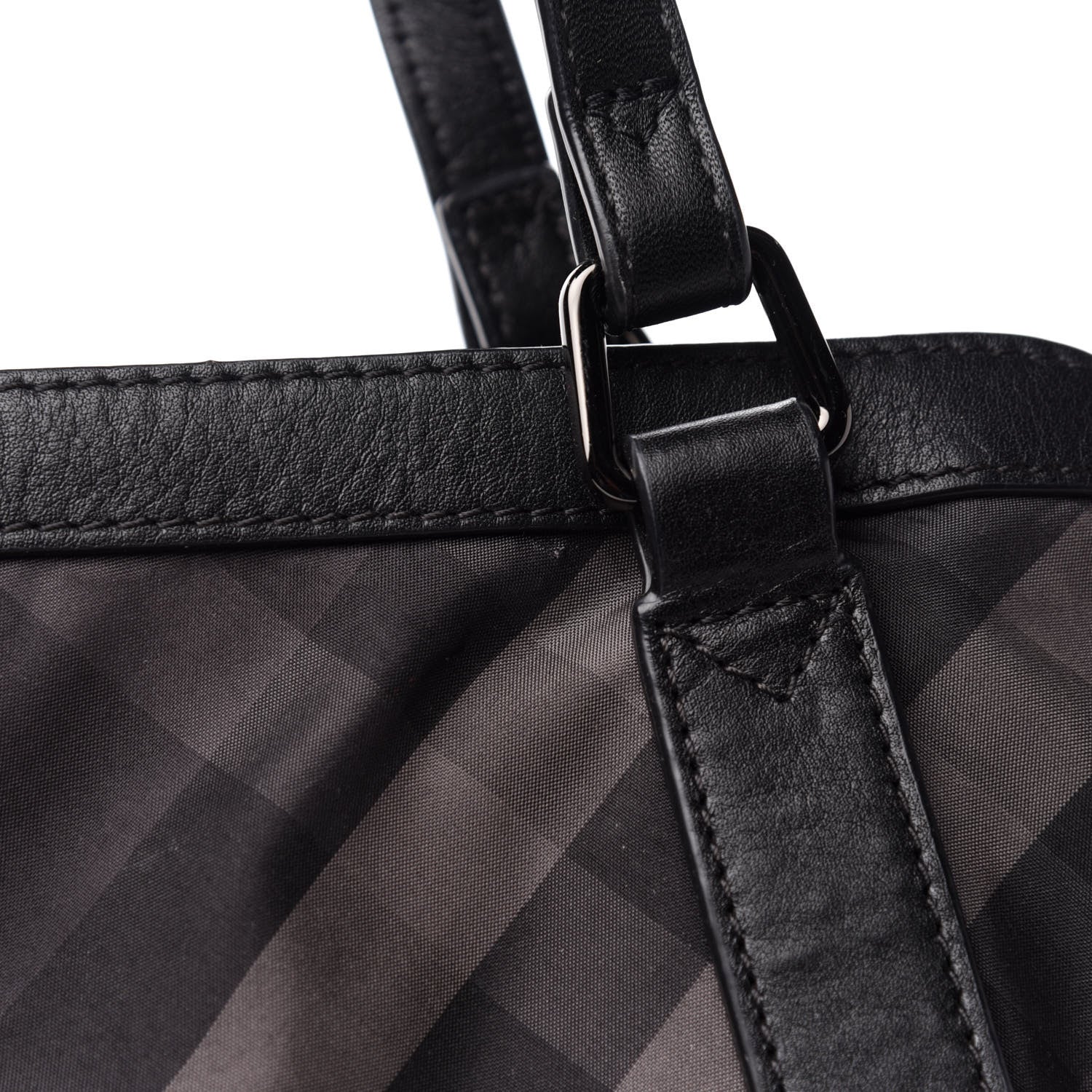 Burberry Nylon Check Small Buckleigh Packable Tote Charcoal 12 of 13